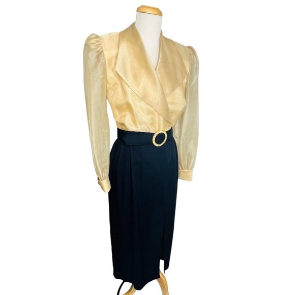 J.R. Nites by Caliendo Vintage  Evening Dress Gold & Black Size 7/8 - Picture 7 of 13